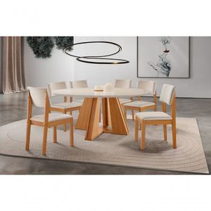 Conjunto Mesa Rubi 1,35m 6 Cadeiras Turim Lj Móveis