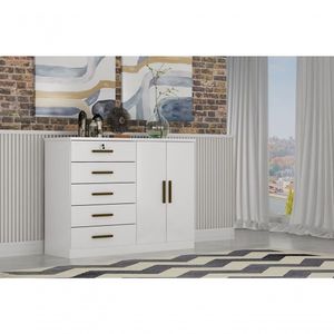 Cômoda Para Quarto Com Sapateira 5 Gavetas - Seul-branco - Móveis Novo Horizonte
