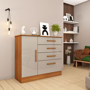Cômoda Para Quarto Com Sapateira 4 Gavetas - Chicago-cinamomo-off White - Tcil Móveis