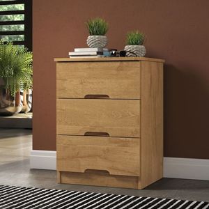 Mesa De Cabeceira Com 3 Gavetas - Londre-amêndoa - Móveis Europa