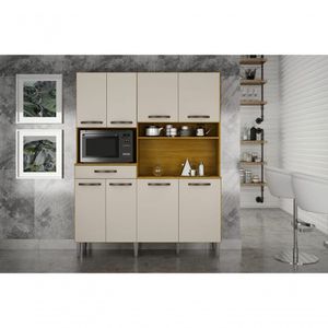Kit Cozinha 7 Portas 1 Gaveta - Pratic-cinamomo-off White - Chf Móveis