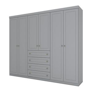 Guarda Roupa Casal 06 Portas 04 Gavetas Mississipi Henn Cinza