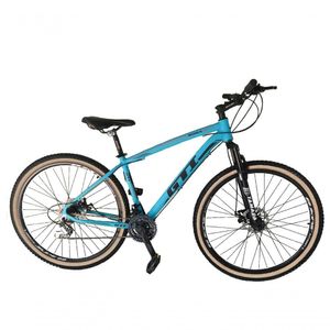 Bicicleta Aro 29 Gti Roma Alumínio 21v Freio A Disco Garfo Suspensão Pneu Faixa Bege - Azul Tam.19