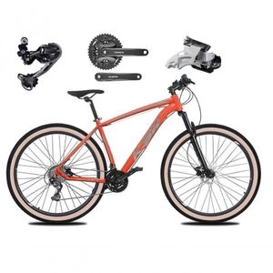Bicicleta Aro 29 Ksw Xlt Deore E Altus 27v Freio Hidráulico Garfo Trava Pneu Faixa Bege - Laranja Tam.21