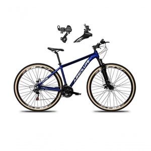 Bicicleta Aro 29 Absolute Nero 5 Alumínio 24v Câmbios Shimano Garfo Suspensão Pneu Faixa - Azul Tam.19
