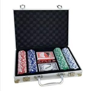 Maleta De Poker 200 Fichas Com Cores Preto Azul Verde E Azul Claro Jogo Completo E Elegante