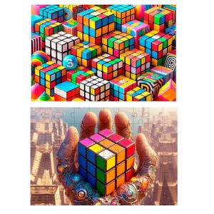 Kit 2 Quebra-cabeças Cubo Mágico De 60 Peças