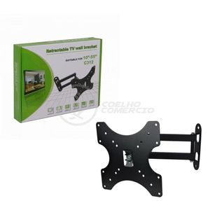 Suporte De Tv Articulado C312 14" Suporta 30 Kg Para Monitores Tvs 3d Plasma Lcd E Led