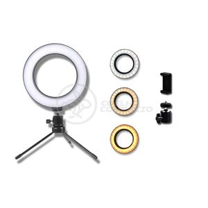 Ring Light 6 Polegadas E Tripé De 16cm + Disparador Remoto De Fotos Iluminador De Mesa