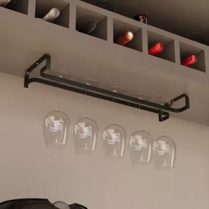 Porta Taças Suspenso Para Armário Prateleira Design Moderno Industrial Alta Resistência Fácil Instalação Preto 80cm