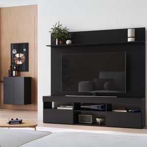 Rack Com Painel Para Tv Até 65 Polegadas E Aparador 2 Portas Multimóveis Mp1094 Preto