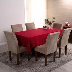 Toalha De Mesa Basic Lisa Oxford Decoração 2,00m X 1,40m Para 6 Lugares Vermelho 100% Poliéster