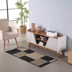 Tapete Passadeira Sisal 3,00m X 66cm Base Antiderrapante Para Corredor Cozinha Quarto Sala Preto