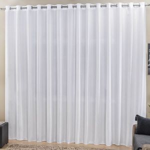 Cortina Roma 4,00m X 2,50m Branca Tecido Rafia Detalhado Para Sala Ou Quarto 100% Poliéster