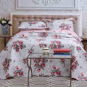 Kit Cobre Leito Colcha Daily Queen 3 Peças Dupla Face Estampado Floral Floral 2 100% Poliéster