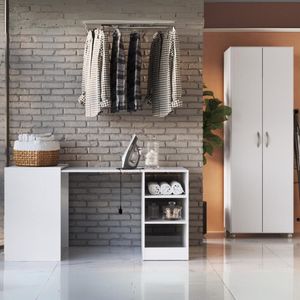 Conjunto De Armário Lavanderia 2 Portas Com Mesa Dobrável Multimóveis Mp5060 Branco