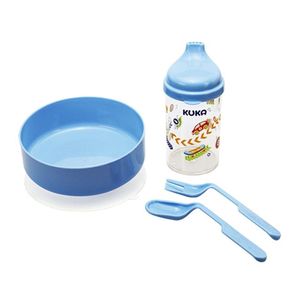 Kit Refeição Kuka Pratinho Para Bebe Com Copo E Talheres-azul