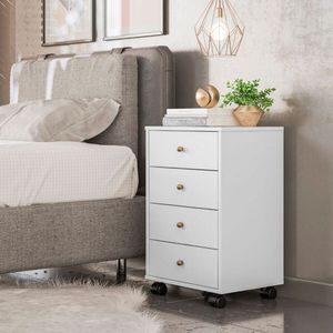 Mesa de Cabeceira Presence Branco 4 Gavetas - Demóbile