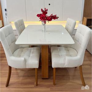 Sala De Jantar Completa 4 Cadeiras 1,20x0,90 Hera Royal Requinte