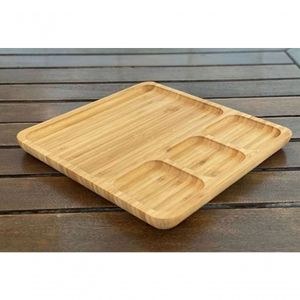 Petisqueira Retangular Com Divisões Ecokitchen Bambu 25 Cm - Mimo Style - Bm20392