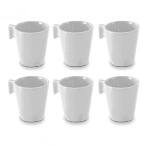 Jogo Com 6 Mini Canecas De Cerâmica White 80 Ml - Mimo Style - Cr592