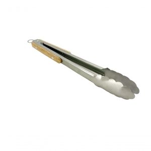 Jogo Com 2 Pegadores Inox Com Cabo Bambu 27 Cm Mimo Style