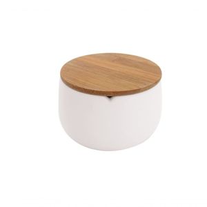 Porta Algodão White Tampa Bambu 8 Cm Mimo Style Bh22258