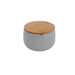Porta Algodão Grey Tampa Bambu 8 Cm Mimo Style Bh22261