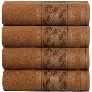 Kit 4 Toalhas De Banho Fio Penteado Jacquard - 70x140cm - Nice - Ferrugem