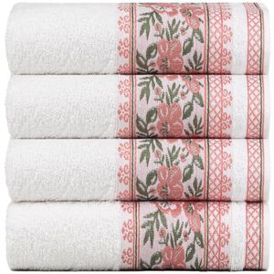 Kit 4 Toalhas De Banho Fio Penteado Jacquard - 70x140cm - Nice - Branco
