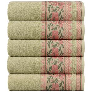 Kit 5 Toalhas De Banho Fio Penteado Jacquard - 70x140cm - Nice - Malva