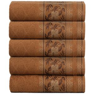 Kit 5 Toalhas De Banho Fio Penteado Jacquard - 70x140cm - Nice - Ferrugem