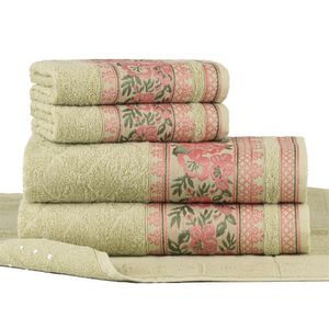 Jogo Toalhas De Banho Fio Penteado 5 Peças Jacquard - Nice - Malva