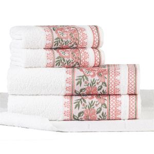 Jogo Toalhas De Banho Fio Penteado 5 Peças Jacquard - Nice - Branco