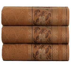 Kit 3 Toalhas De Rosto Fio Penteado Jacquard 50x70cm Nice Ferrugem
