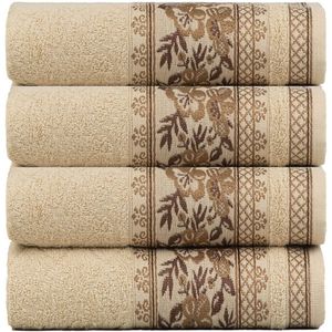 Kit 4 Toalhas De Rosto Fio Penteado Jacquard - 50x70cm - Nice - Palha
