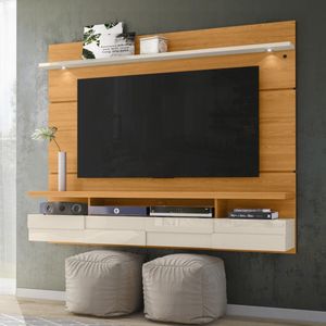 Painel Bancada Suspensa Com Led Tvs Até 60 Polegadas Lana 1.8 - Cinamomo-off White