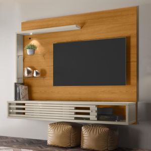 Painel Bancada Suspensa Com Led Tvs Até 50 Polegadas Frizz Select - Cinamomo-off White