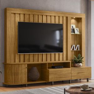 Estante Home Theater 1 Porta 2 Gavetas Com Led Le Mans - Cumaru