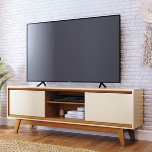 Rack Bancada 2 Portas Tvs Até 65 Polegadas Atlas - Cinamomo-off White Cinamomo-off White