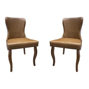 Kit 2 Cadeiras De Jantar Duque Pu Marrom Design Elegante Pés Madeira G48 - Gran Belo
