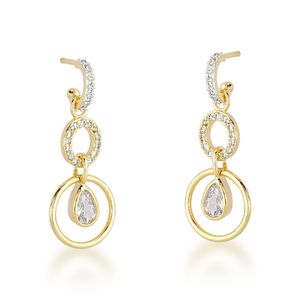 Brinco Argola Com Detalhe Pendurado Banhado Em Ouro 18k
