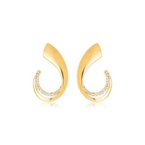 Brinco Elegante Cravejado Banhado A Ouro 18k