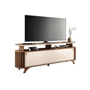 Bancada Decorativa Kirby 1.8 Tv Até 70 Polegadas Ripada Castanho/off White G26 - Gran Belo