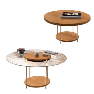 Conjunto 2 Mesas De Centro Decorativas Walker Pés Aço Tampo Mdf/tampo Vidro Cinamomo G26 Gran Belo