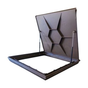 Tampa Articulada Rebaixada Casa Máquinas Piscina 1,00x1,00m Invisivel Marrom