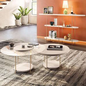 Conjunto Decorativo Aparador E 2 Mesas De Centro Walker Tampo Mdf/vidro Off White G26 - Gran Belo