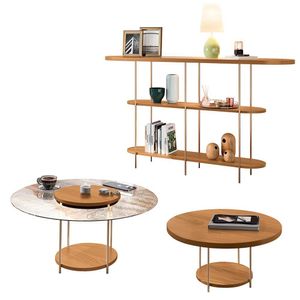 Conjunto Decorativo Aparador E 2 Mesas De Centro Walker Tampo Mdf/vidro Cinamomo G26 - Gran Belo