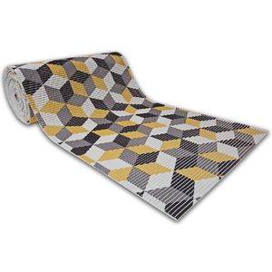 Tapete Passadeira Capacho Emborrachada Antiderrapante 0,65x1,00 Cubo 3d Amarelo