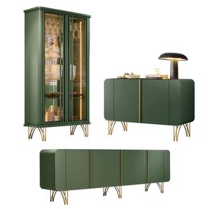 Conjunto Decorativo 1 Cristaleira E 2 Buffets Texas/virginia/bambino Verde Pistache G26 - Gran Belo